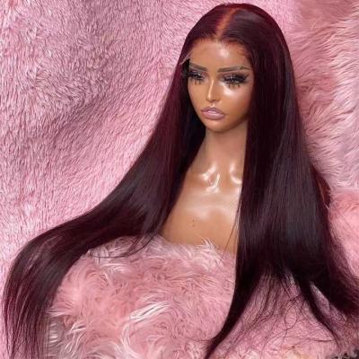 China Body Wave Best Selling Full Hd Glueless Factory Made Rose Red Straight Lace Front Wig, Colorful Lace Front Wig, Colorful Hair Wigs for sale