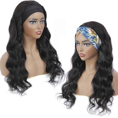 China 100% Body Wave Wholesale Hair Cuticle Aligned Virgin Hair Elastic Body Wave Headband Wig For Black Women for sale