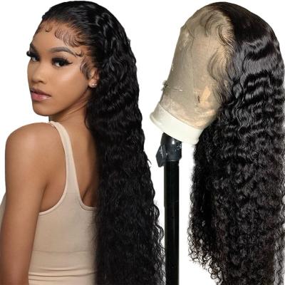 China Hd Virgin Body Wave Deep Water Hair Cheap Brazilian Wave Wigs Transparent Lace Wig 4X4 5X5 Lace Closure Remy Wig for sale