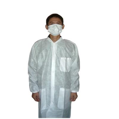 China HengFeng Breathable Factory Direct WAREHOUSE PP Lab Coat, Knitted Collar With Pocket for sale