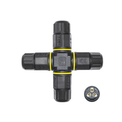 China Led Lighting M20 Series IP67 IP68 Cross Type 4 Way 2 Waterproof 3 4 5 Pin Cable Wires Connector for sale