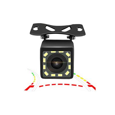 China 12LED Light Glass Lens Waterproof With Auxiliary Line Dynamic Track Car Reversing Rear View Camera for sale