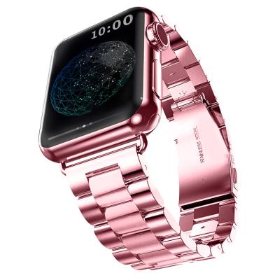 China Maenwvo Easy Installation For Classic Stainless Steel Metal Color Pink Replacement Band For Apple Watch Series 5/4/3 38mm 42mm for sale