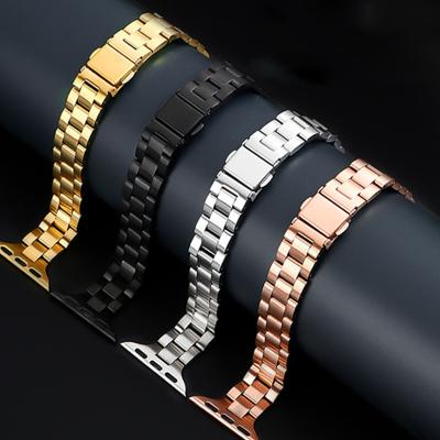 China Easy Installation Fashion Three-Bead Stainless Steel Metal Strap Watch Band For iwatch Strap for sale