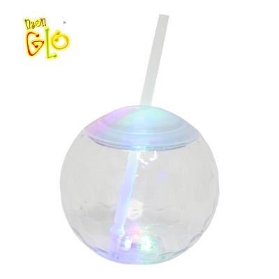 China Cool Beverage RGB Led Reusable Beverage Water Drinking Glass Dome Flashing Light Up Light Bulb Straw Cups Glass Plastic Cup For Party for sale