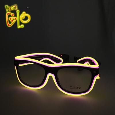 China Light Up Glasses With Dual Colors Soft Light Pop Activated EL Light Up Glasses for sale