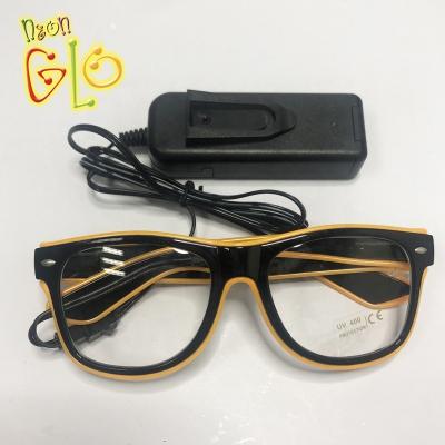 China EL Wire Sun Glasses With Soft Light Line Color Square Power Lighting EL Glasses for sale