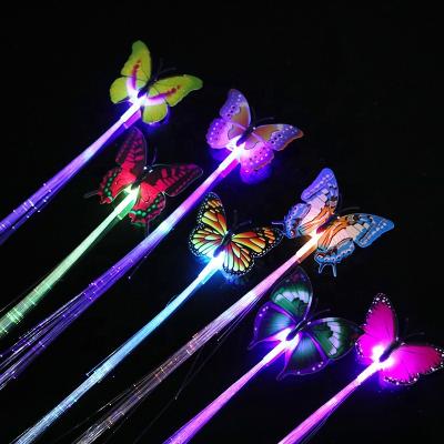 China Suit Led Butterfly Clip Light Up Fiber LED Hair Flashing Optic Light for sale