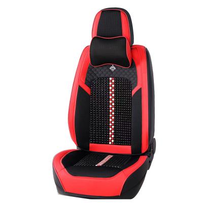 China Full Set Comfortable Luxury Universal Leather With Beads PU/PVC Wooden Car Seat Covers Custom Car Seat Covers for sale