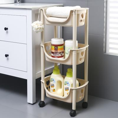 China Sustainable Kitchen Shelves With Pulleys Floor Multilayer Fruit And Vegetable Shelf Storage Basket Household Daquan for sale