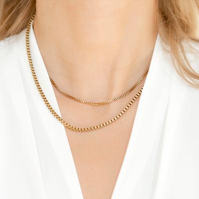 China 14k Gold Stainless Steel Box Chain Necklace Chain Punk Choker For Women Men Choker Jewelry Wholesale Chain eManco for sale