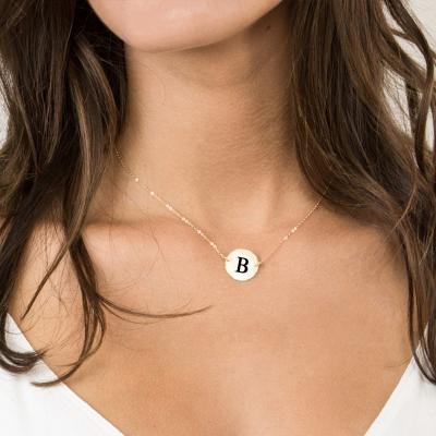 China Ringcal TRENDY Customized 316L Stainless Steel Coin Initials Letter Alphabets Necklace Gold Plated Pendant Choker Women Jewelry for sale