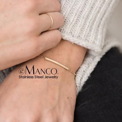 China TRENDY Bar Chain Bracelets Gold Cuban Minimalist Bracelets For Women Adjustable Length Stainless Steel Jewelry Bangle for sale