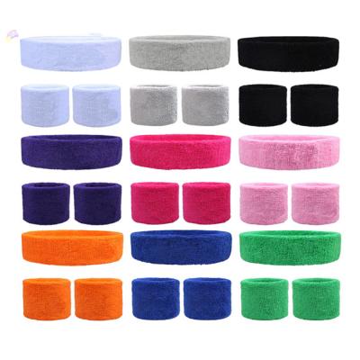 China Best Selling Custom Funny Running Terry Wristband Headband Sports Sweatband Rainbow Cotton Embroidery Tennis Cheap Black Funny Wristband Set for sale