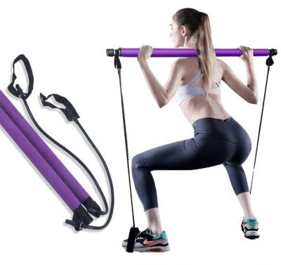 China Non-Toxic Hot Sale Exercise Yoga Pilates Stick Portable Adjustable Bar With Foot Loop for sale