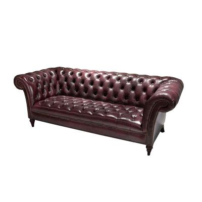 China Art Leather Three-seater Sofa Sofa Hotel Cafe Sofa Combination Living Room Retro American Industrial Style Convertible for sale