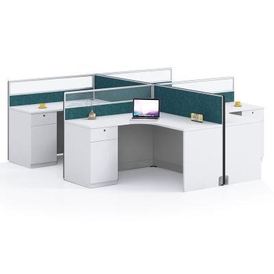 China Convertible Modern Modular Workstations 4 Station Office Personal Cubicle Curved Workstation for sale