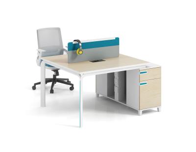 China Convertible Workstation Desk Modern Office Furniture With Locking Drawer For 2 Person for sale