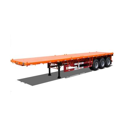 China Heavy Duty 40 Feet Flat bed 3 4 Axles 20 Ft 40 Ft 50 Ft 60 Ft Container Semi Truck Flatbed Trailer for sale