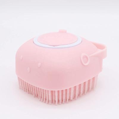 China Durable Silicone Dog Shampoo Brush , Sweep Soft Hair Fur Grooming Cleaning Brush Shampoo Dispenser for sale