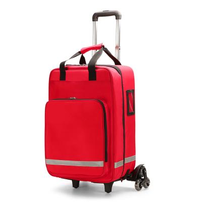 China Trolley Wheeled Bags On Safe Gear Rolls Water Resistant Fire Proof Rescue Bag Trauma Survival Medical Kit Bag for sale