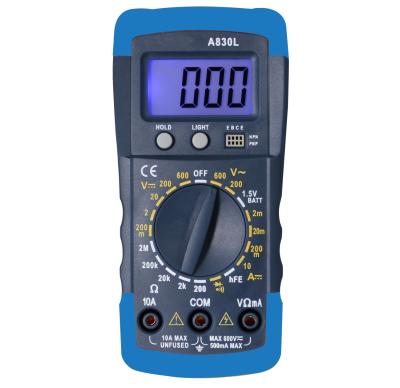 China low price digital multimeter A830L with backlight battery tester A830L for sale