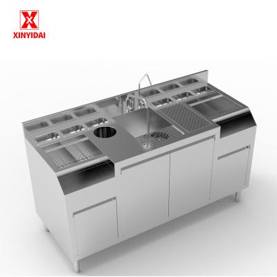 China Customizable/high quality Cocktail Station Bar Stainless Steel Cocktail Table Mobile Bar Station Bartender Service Station for sale