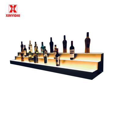 China Contemporary LED luminous wine rack Cocktail rack Stainless steel wine cabinet in bar for sale