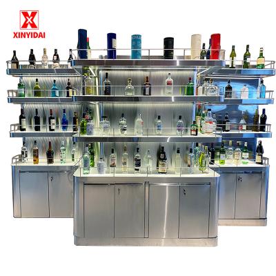 China Contemporary Bar decoration stainless steel wine rack display rack wall wine rack for sale