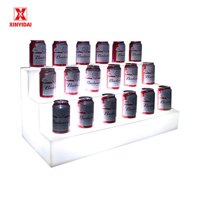 China Display Wine display stand Staircase Three layers of led bar wine bottle display stand for sale