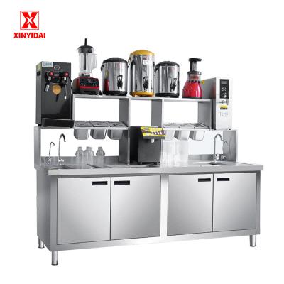 China Drink Shop Commercial stainless steel cocktail cabinet equipment, coffee shop, juice counter, tea making workstation for sale