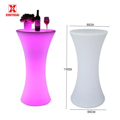 China Durable Customized furniture wine table Customized glass RGB color standing LED bar table for sale