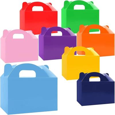 China Recycled Materials Rainbow Treat Gable Boxes Party Favor Cake Candy Boxes Assorted Bright Colors Bread Cardboard Paper Box For Birthday for sale