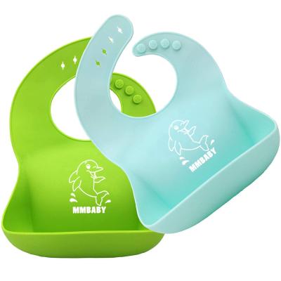 China BPA Free 2 Pack Silicone Bib Easily Wipes Clean Baby Feeding Bibs For Babies And Toddlers for sale