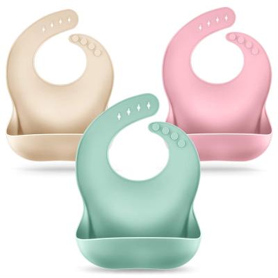 China BPA Free Silicone Bibs For Babies Set Of 2 Baby Bibs With Food Catcher For Toddlers Boys Girls for sale