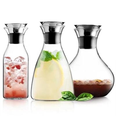 China 3-5 Person Viable Pyrex Lid Cold Water Pot Glass Water Jug Steel Pitcher for sale