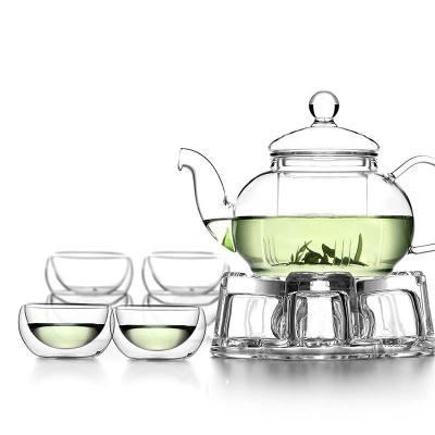 China High Sustainable Clear Borosilicate Glass Teapot With Infuser for sale