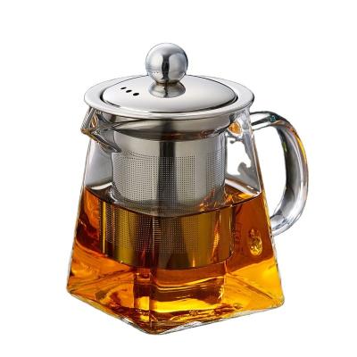 China Sustainable Hot Sales Glass Teapot With Infuser For Drinking High Borosilicate Glass Teapot for sale