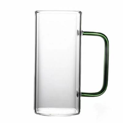 China Factory Sale Durable High Borosilicate Square Single Wall Glass Cup With Handle for sale