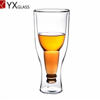 China Heat Resistant High Borosilicate Glass BPA Free Double Wall Beer Glass for sale