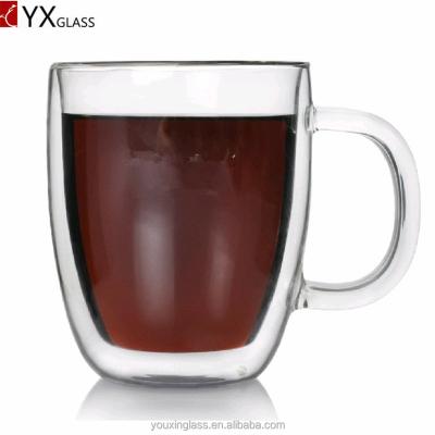 China Wholesale Viable Borosilicate Heat Resistant Wall Manufacture Double Tea Coffee Milk Glass Mug/Set/Mug for sale