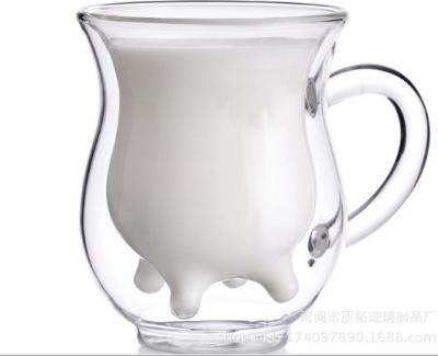 China High Viable Funny Unique Borosilicate Design Heat Resistant Double Walled Clear Glass Mug for sale