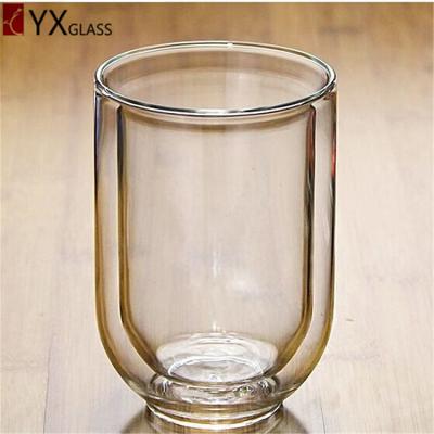 China 2019 Sustainable Popular Handmade 250ml Double Wall Heat Resistant Glass Mugs for sale