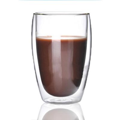 China Borosilicate 350ml Double Wall Glass Coffee Mug for sale