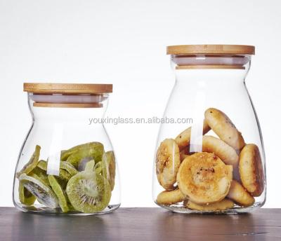 China Sustainable Mouth Blown Style New And Hygienic Glass Storage Bottles Glass Cookie Jar for sale