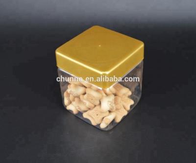 China Gift China Selling Square PET Food Grade Plastic Bottles With Cap For Candy Cookies Gift Jar for sale