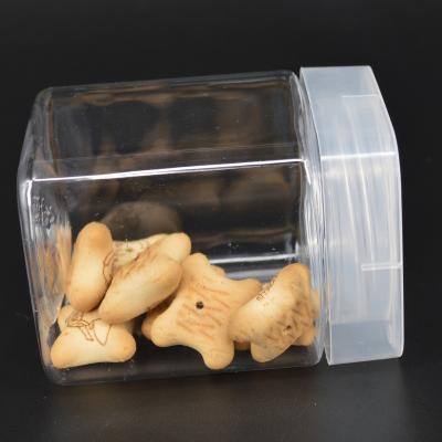 China Candy Square 620ml 400ml 320ml 240ml Clear Tea Pet Nuts Plastic Flowering Snack Bottle With Screw Cap for sale