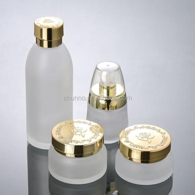 China Personal Care In Round 30ml 50ml 100ml 30g 50g 130g Water Stock Cosmetic Lotion Frosted Clear Glass Bottle for sale