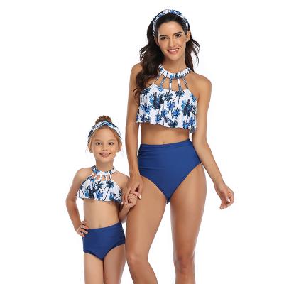 China Factory Direct Women's Swimming Bikini Anti-UV Two Piece Halter Bikini Set Mommy and Me Swimsuit Sets for sale