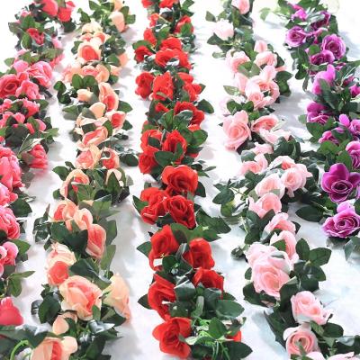 China Really Feel Good Manufacturers Quality Artificial Rose Vine Green Leaves Garland for Wall Home Decoration Pendant Artificial Rose Ivy Vine for sale